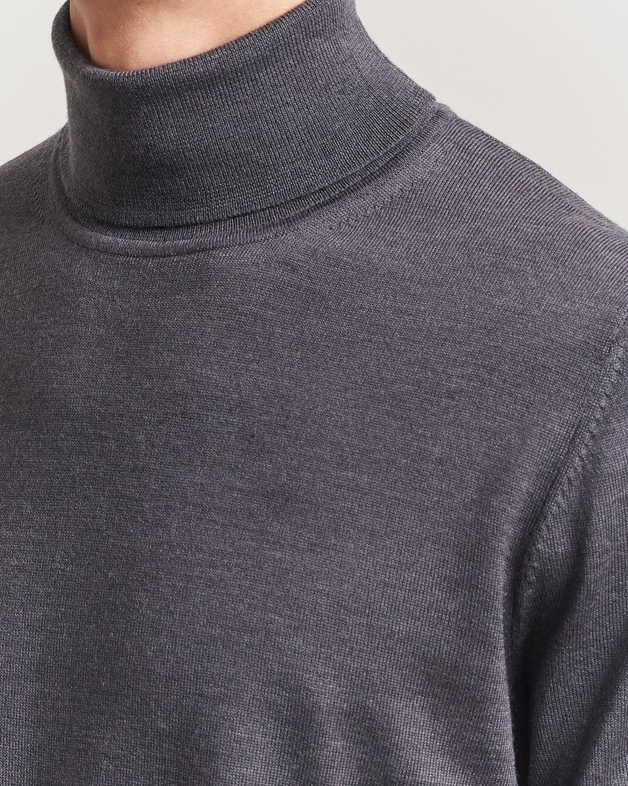 Hombres | Jerséis y prendas de punto | Charles Tyrwhitt | Pure Merino Roll Neck Jumper Grey