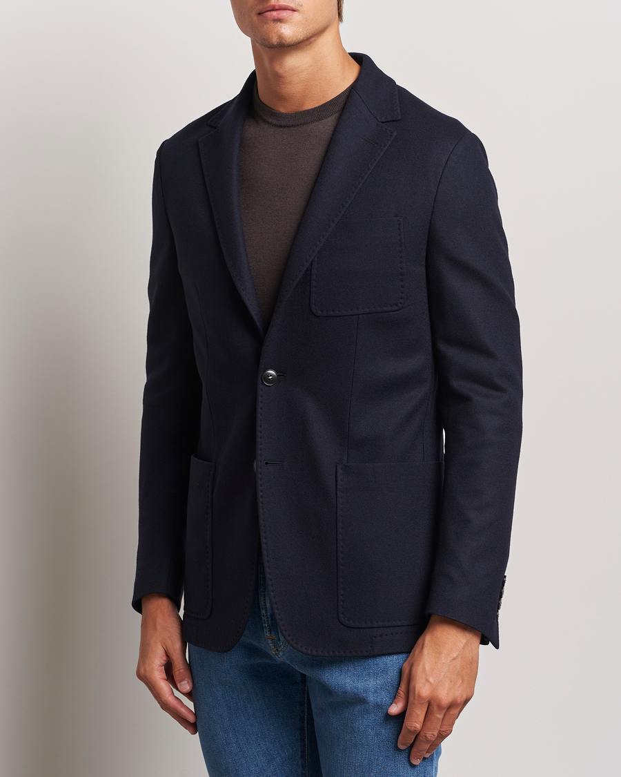 Hombres |  | Canali | Soft Wool Jersey Blazer Navy