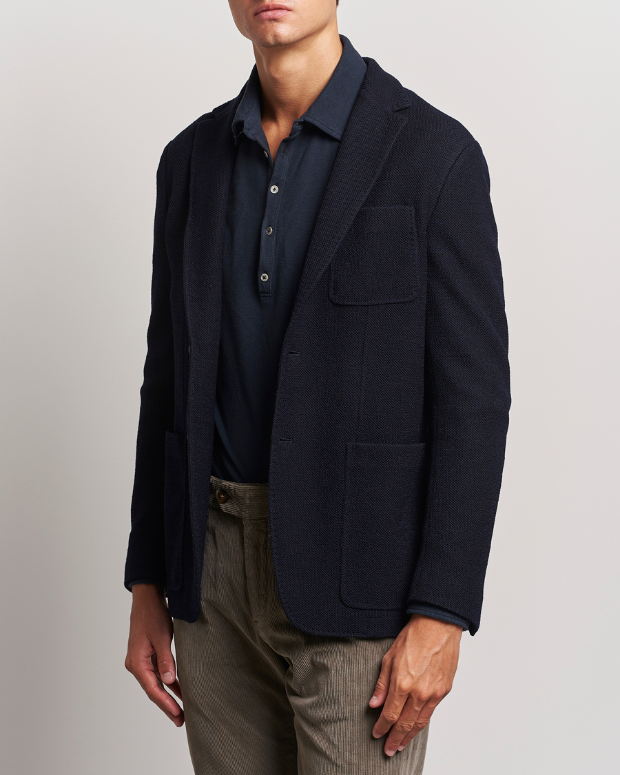 Hombres |  | Canali | Structured Wool Jersey Blazer Navy