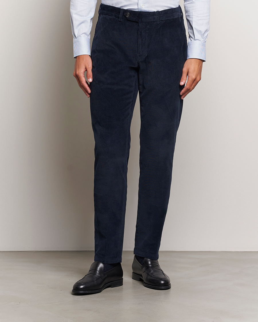 Hombres |  | Canali | Slim Fit Corduroy Trousers Navy