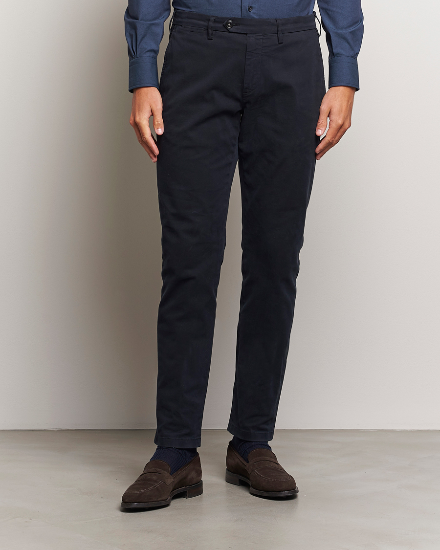 Hombres |  | Canali | Slim Fit Cotton Stretch Trousers Navy