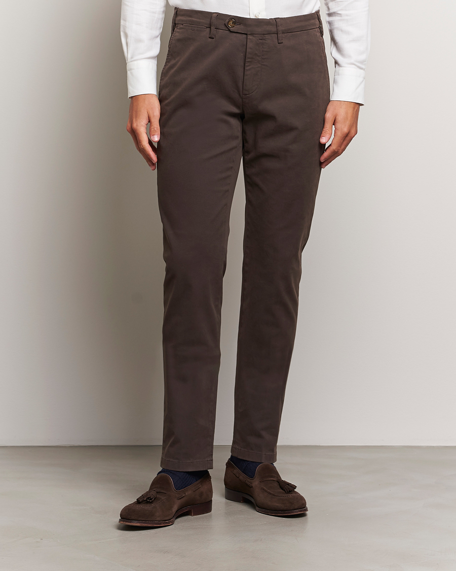 Hombres |  | Canali | Slim Fit Cotton Stretch Trousers Brown