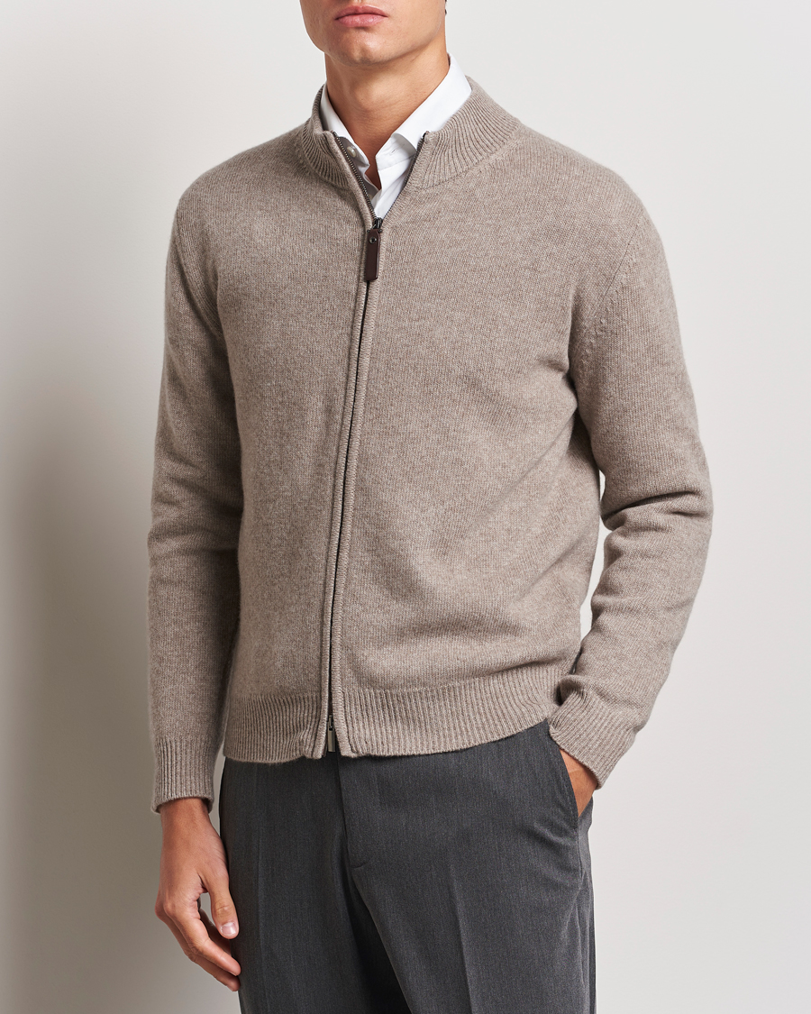 Hombres | Business & Beyond - Formal | Canali | Wool/Cashmere Full Zip Sweater Beige