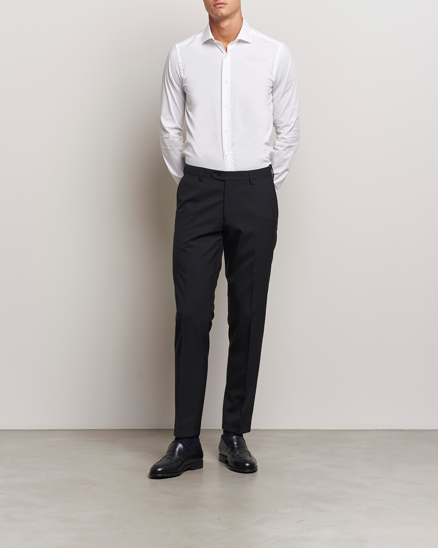 Hombres |  | Canali | Slim Fit Cotton/Stretch Shirt White