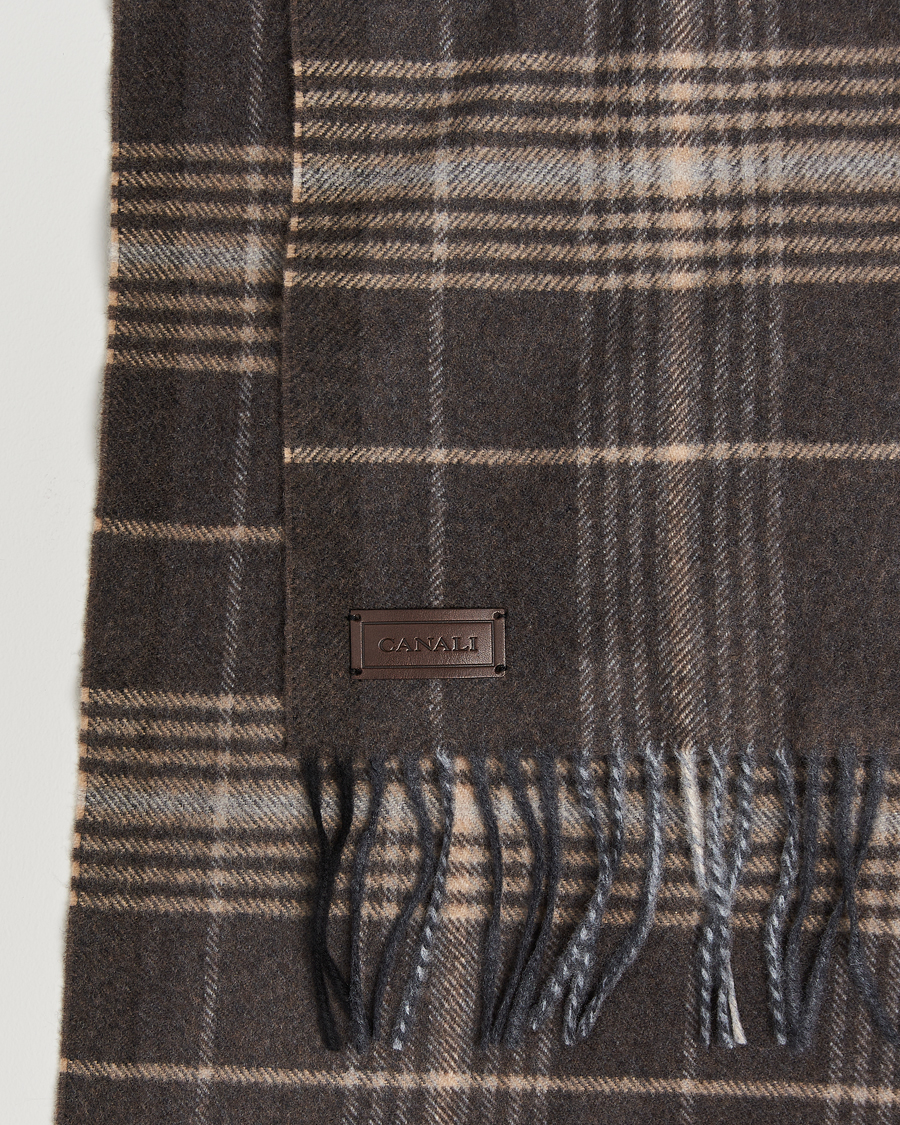 Hombres |  | Canali | Check Wool Scarf Brown/Beige