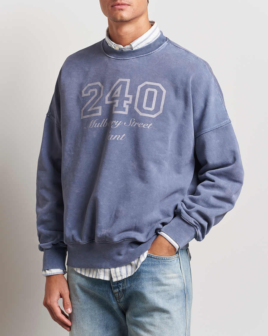 Hombres | GANT 240 Mulberry Street | GANT 240 Mulberry Street | Vintage Washed Crew Neck Sweatshirt Dusty Blue Sea