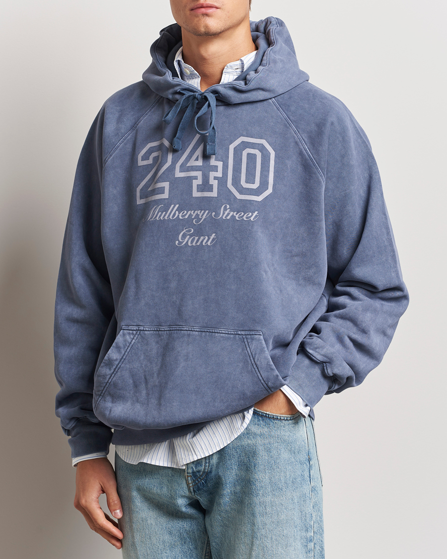 Hombres |  | GANT 240 Mulberry Street | Vintage Washed Hoodie Dusty Blue Sea