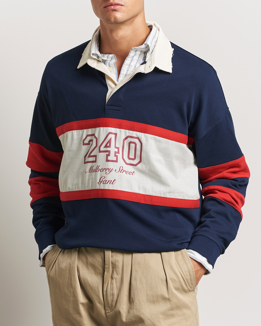 Hombres | Camisetas de rugby | GANT 240 Mulberry Street | Vintage Washed Heavy Rugger Classic Blue