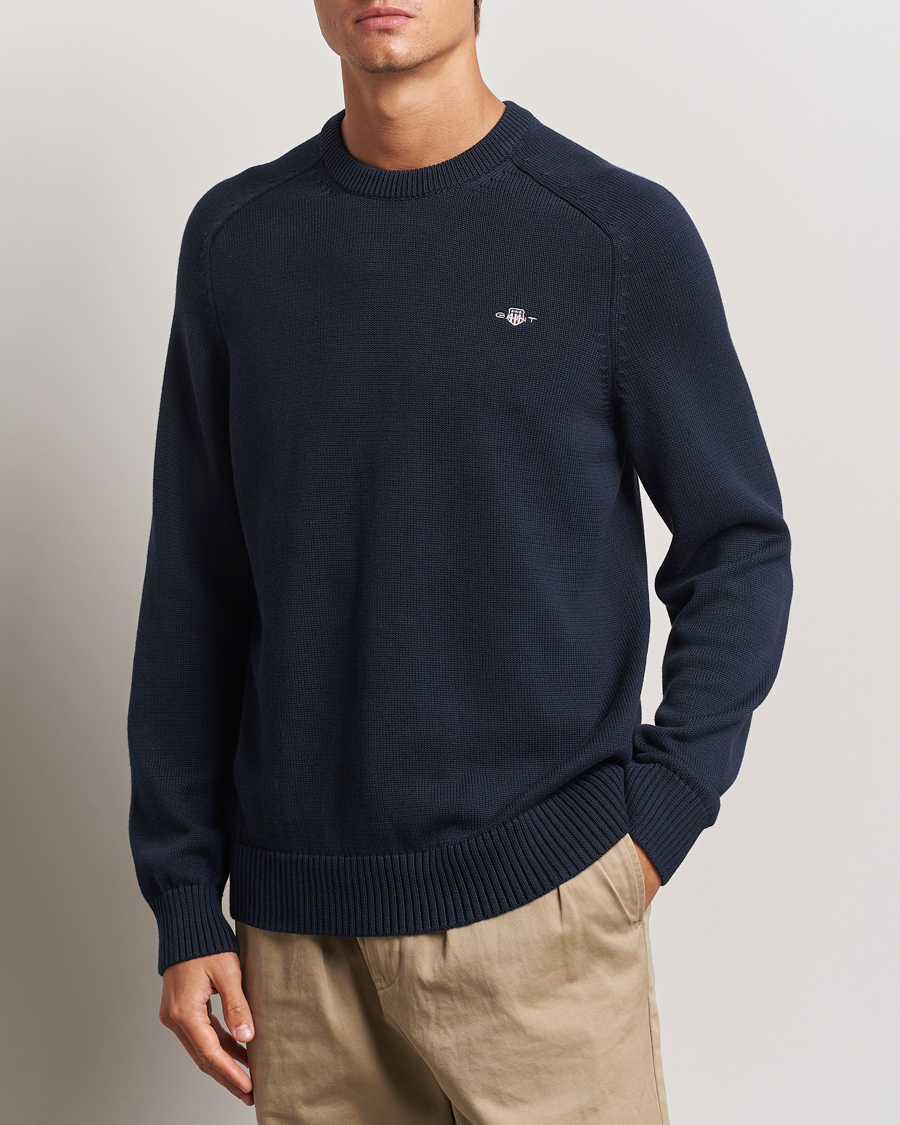 Hombres |  | GANT | Casual Cotton Saddle C-neck Evening Blue