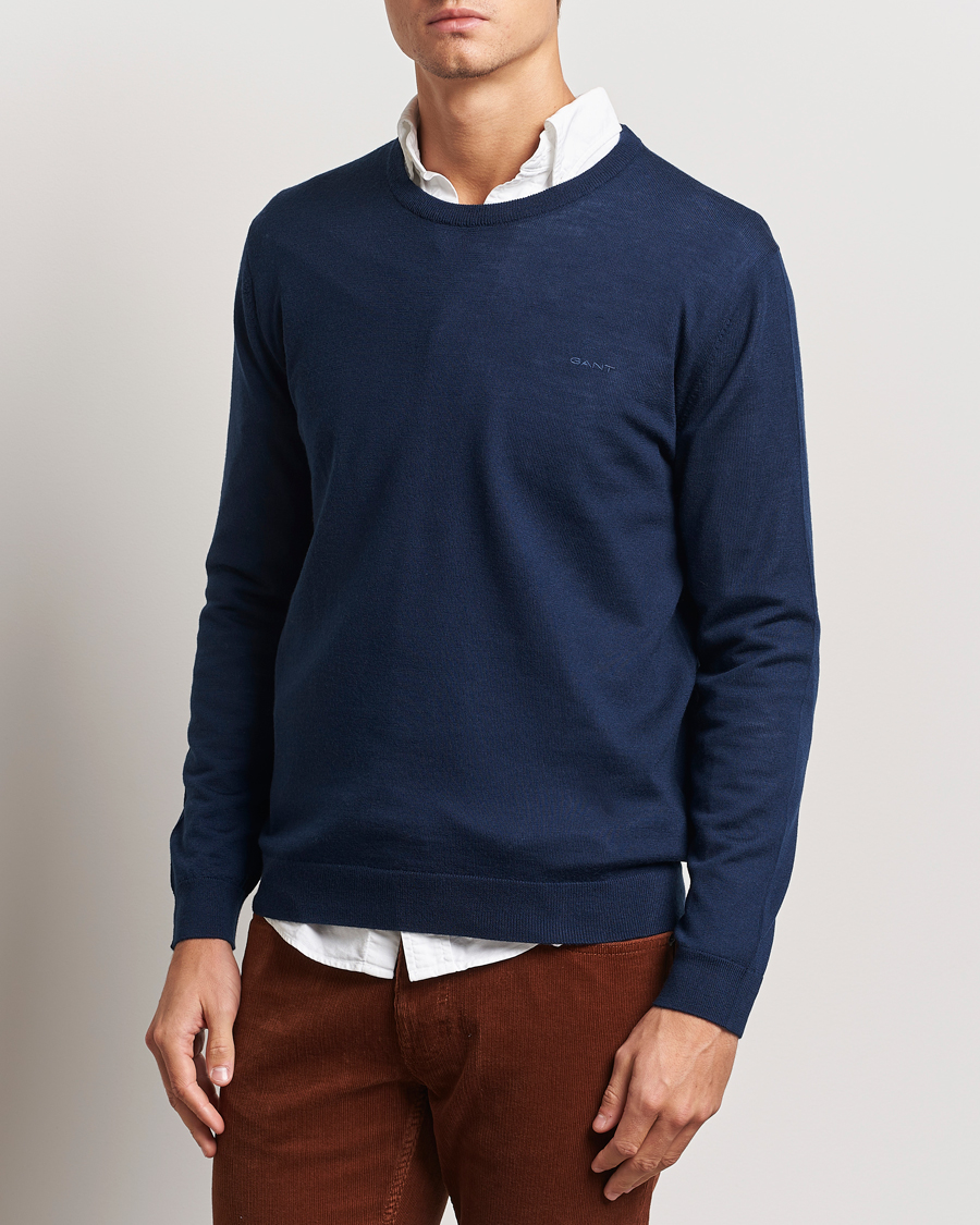 Hombres |  | GANT | Extrafine Merino Wool C-Neck Marine