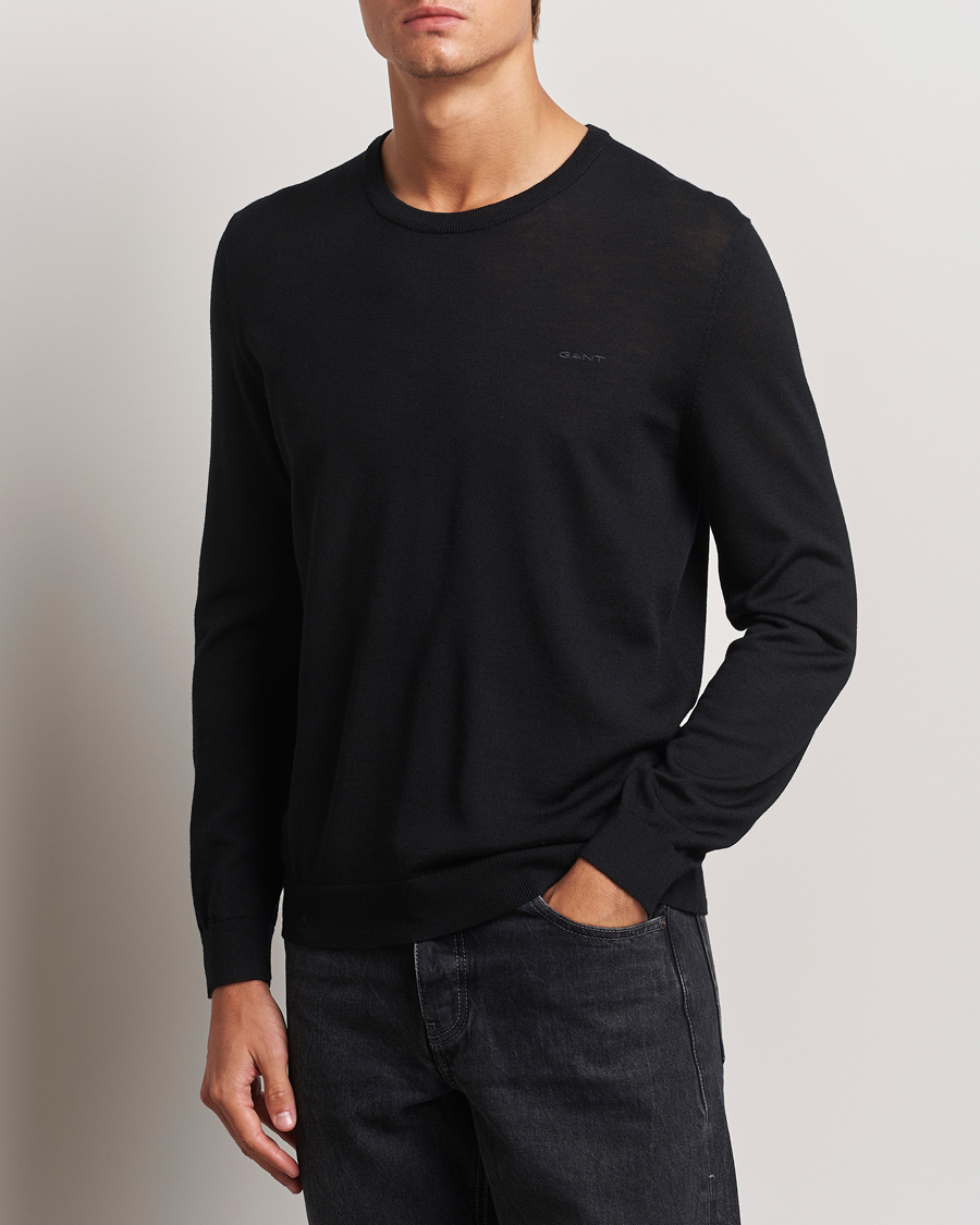 Hombres |  | GANT | Extrafine Merino Wool C-Neck Black