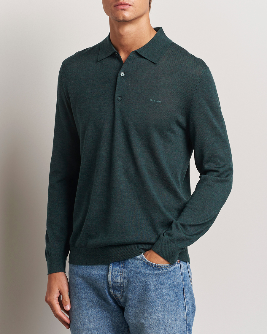 Hombres |  | GANT | Extrafine Merino Wool Polo Tartan Green