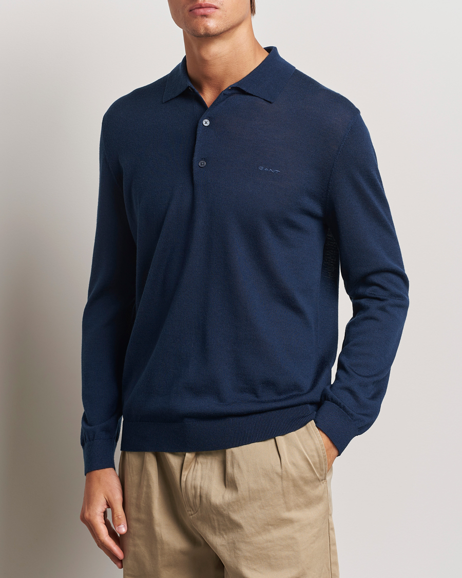 Hombres |  | GANT | Extrafine Merino Wool Polo Marine