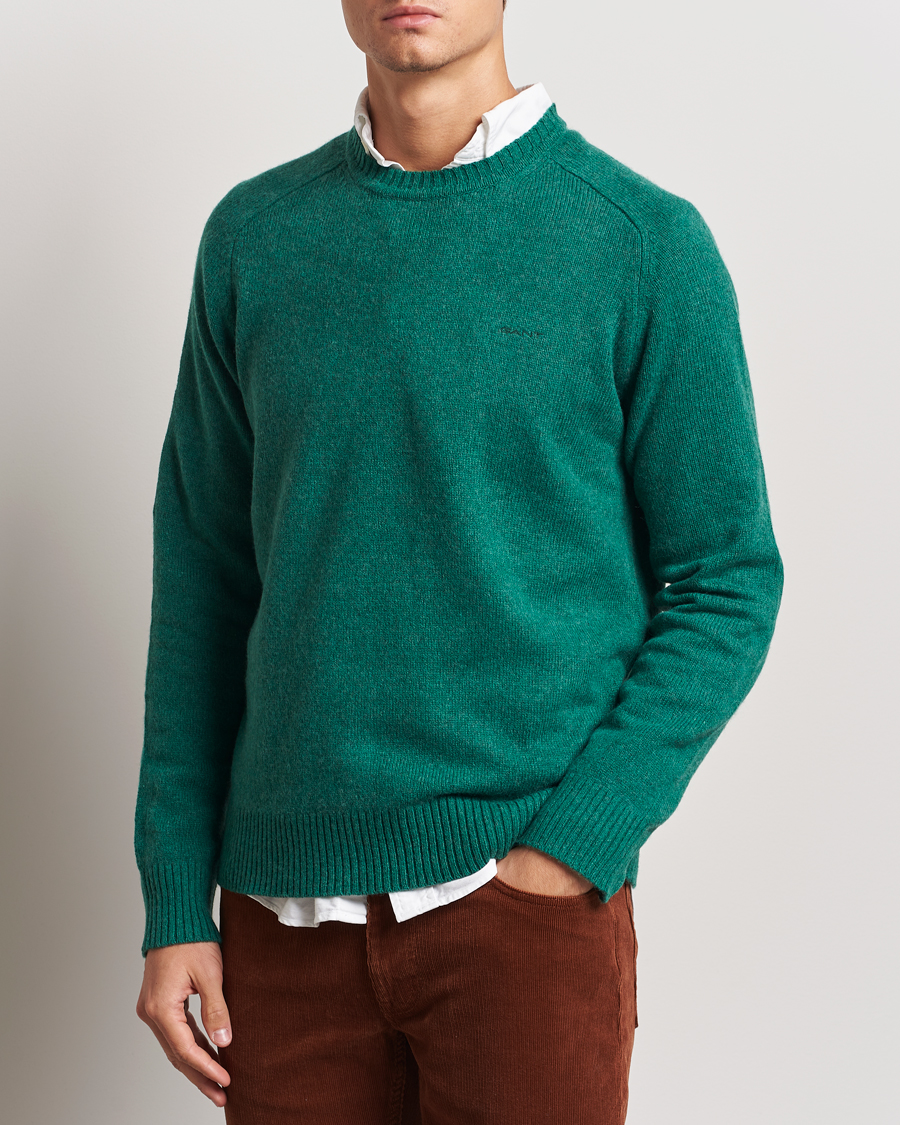 Hombres |  | GANT | Wool Blend C-Neck Deep Forest Green