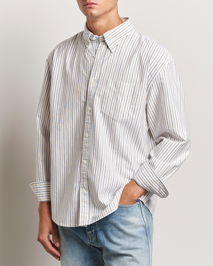 Hombres |  | GANT | Rel Herigate Oxford Stripe Shirt Eggshell