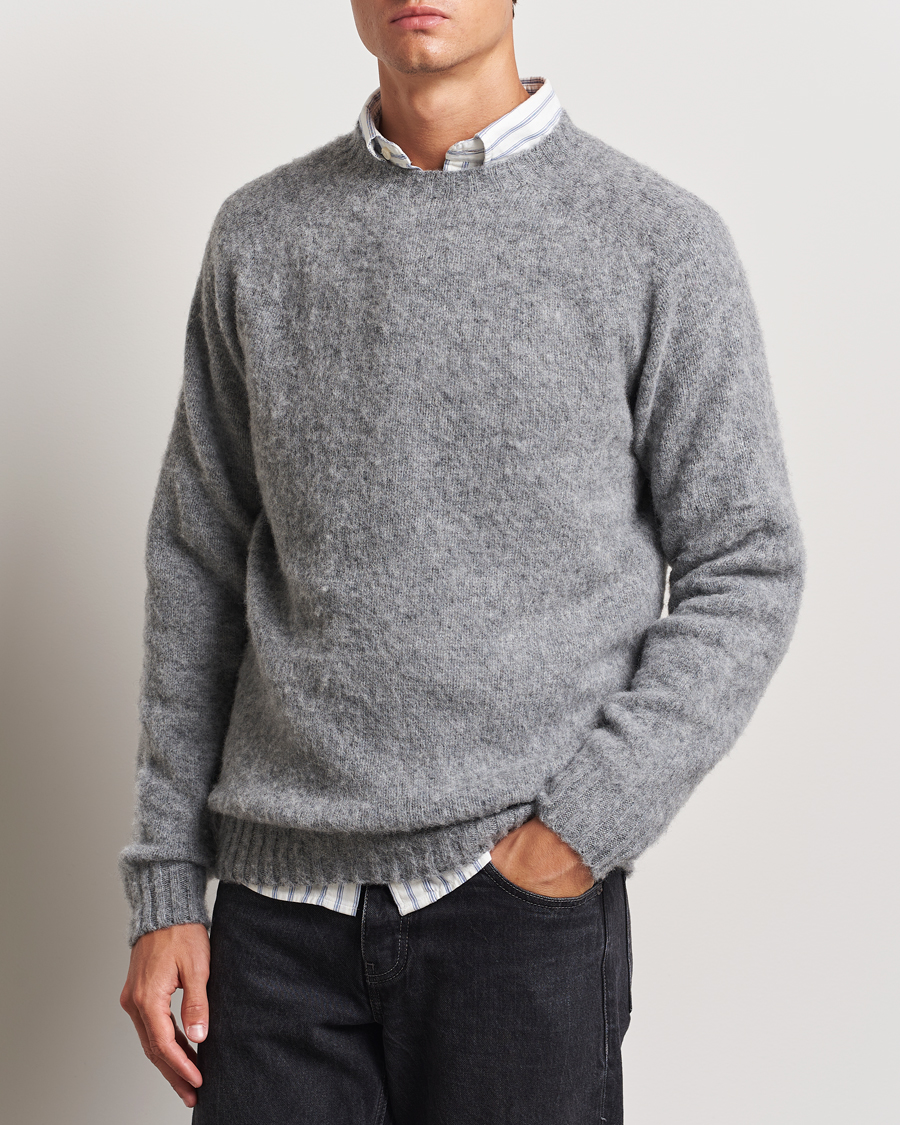 Hombres | Ropa | Harley Of Scotland | Brushed Supersoft Lambswool Crewneck Medium Grey