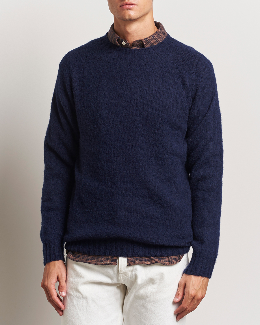 Hombres | Ropa | Harley Of Scotland | Brushed Supersoft Lambswool Crewneck Navy