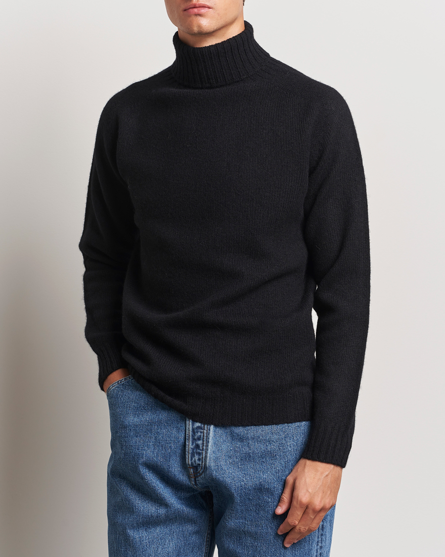 Hombres | Jerseys de cuello alto | Harley Of Scotland | Supersoft Lambswool Rollneck Black