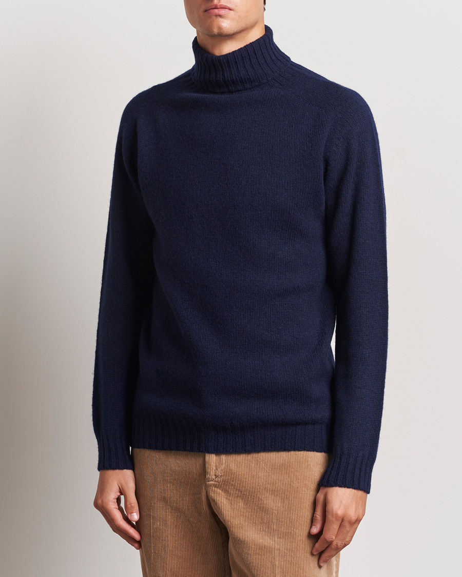 Hombres | Ropa | Harley Of Scotland | Supersoft Lambswool Rollneck Navy