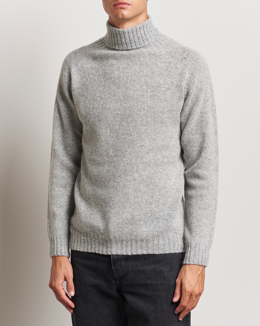 Hombres | Jerséis y prendas de punto | Harley Of Scotland | Supersoft Lambswool Rollneck Silver Grey