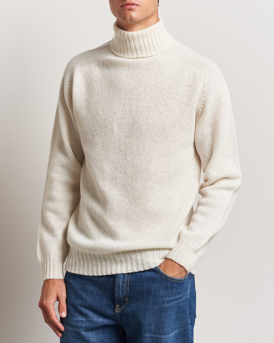 Hombres | Jerseys de cuello alto | Harley Of Scotland | Supersoft Lambswool Rollneck Winter White