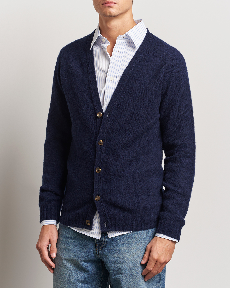 Hombres |  | Harley Of Scotland | Supersoft Lambswool Cardigan Navy