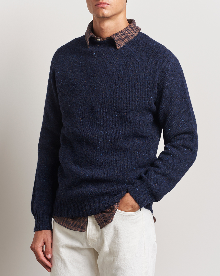 Hombres | Jerséis y prendas de punto | Harley Of Scotland | Donegal Wool Crewneck Jura Blue