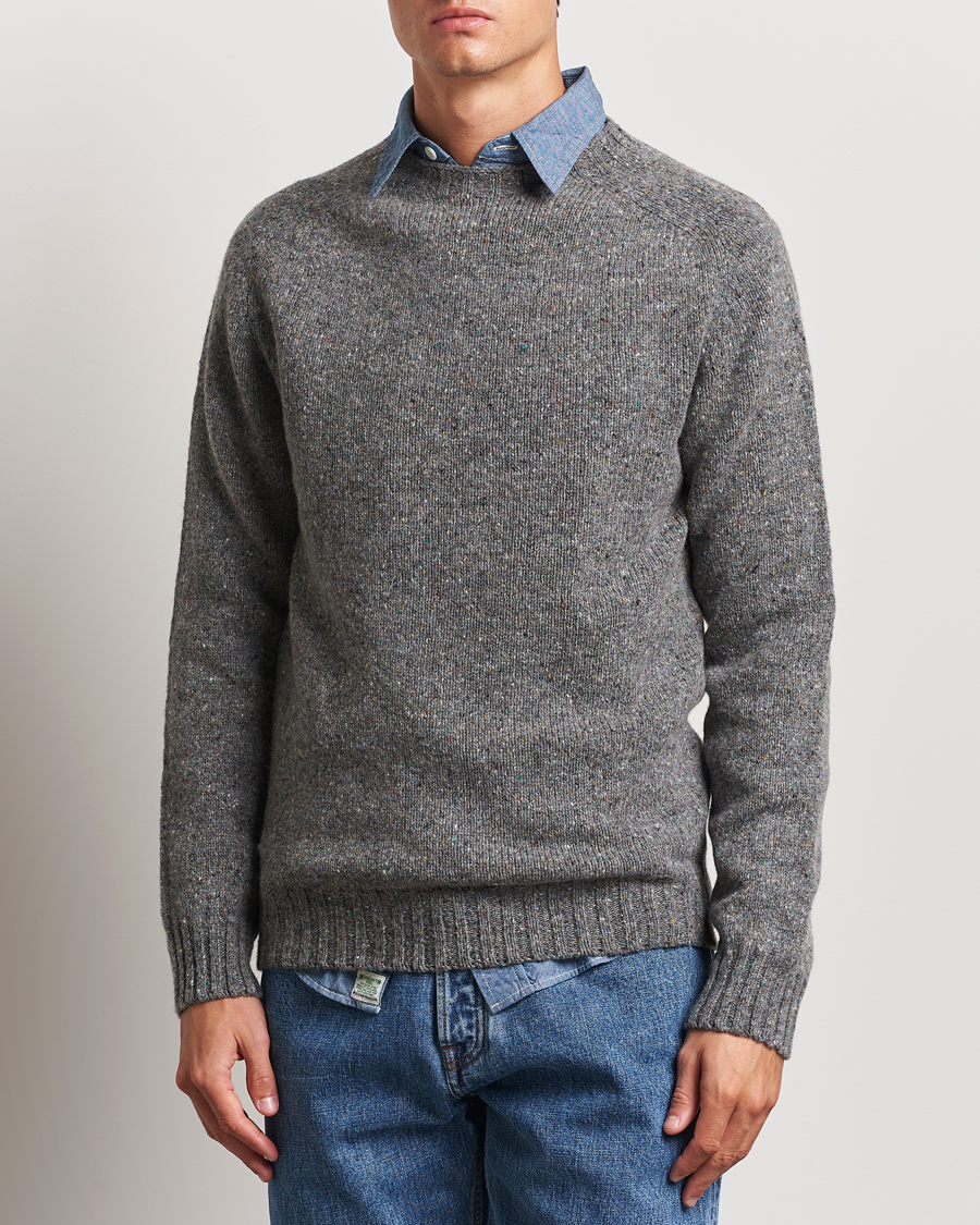 Hombres | Jerséis y prendas de punto | Harley Of Scotland | Donegal Wool Crewneck Grey