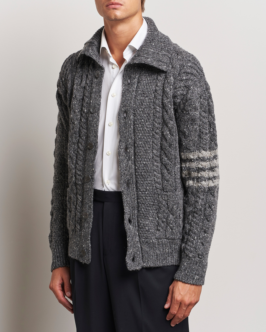 Hombres |  | Thom Browne | Donegal Cable Cardigan Medium Grey