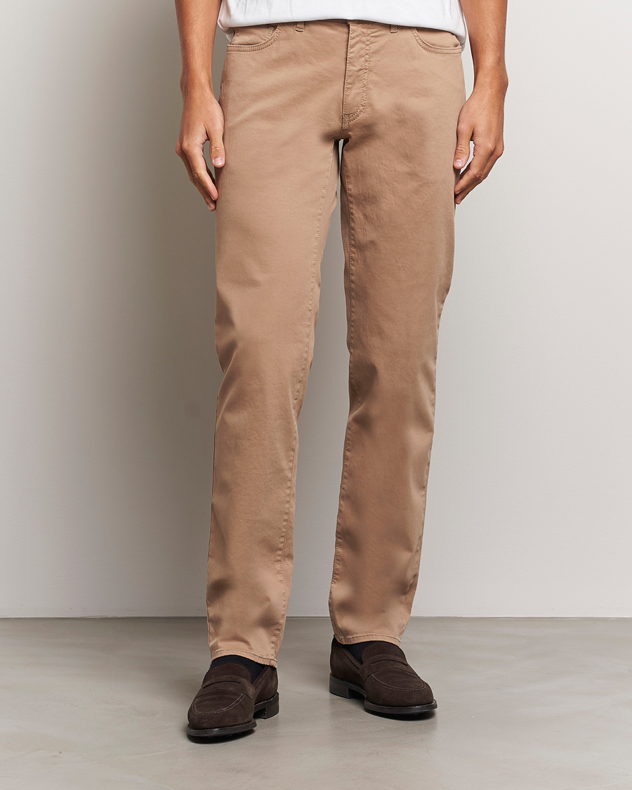 Hombres |  | Brax | Cadiz Cotton Satin 5-Pocket Pants Beige