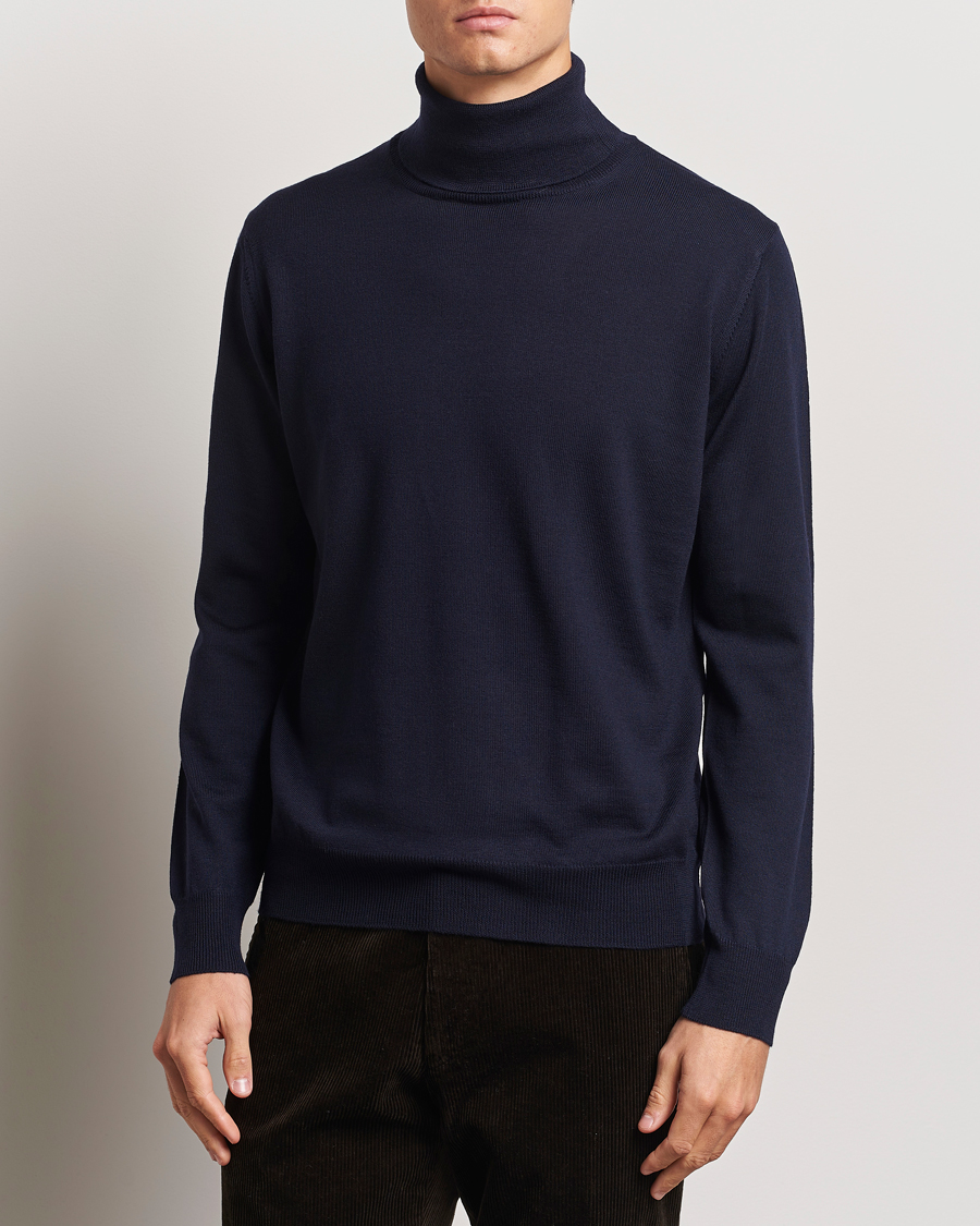 Hombres |  | Morgano | Extra Fine Merino Wool Rollneck Navy