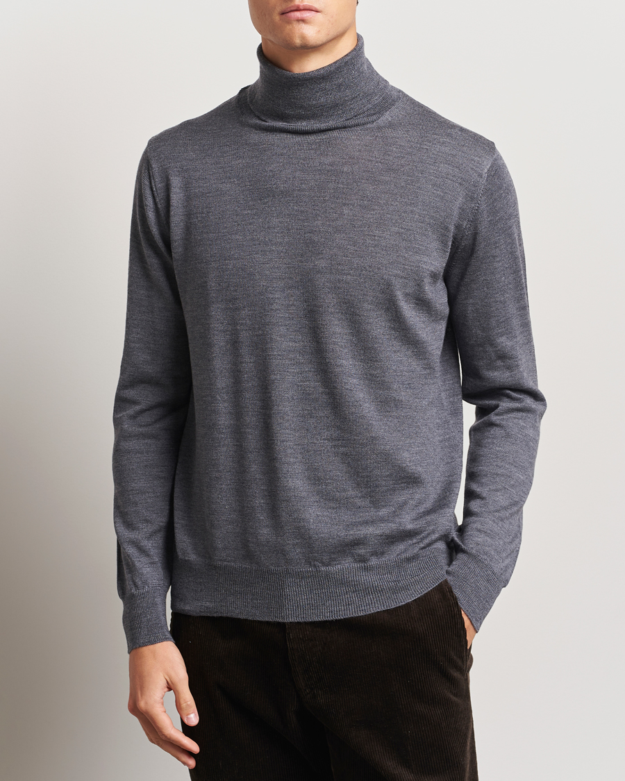 Hombres |  | Morgano | Extra Fine Merino Wool Rollneck Mid Grey