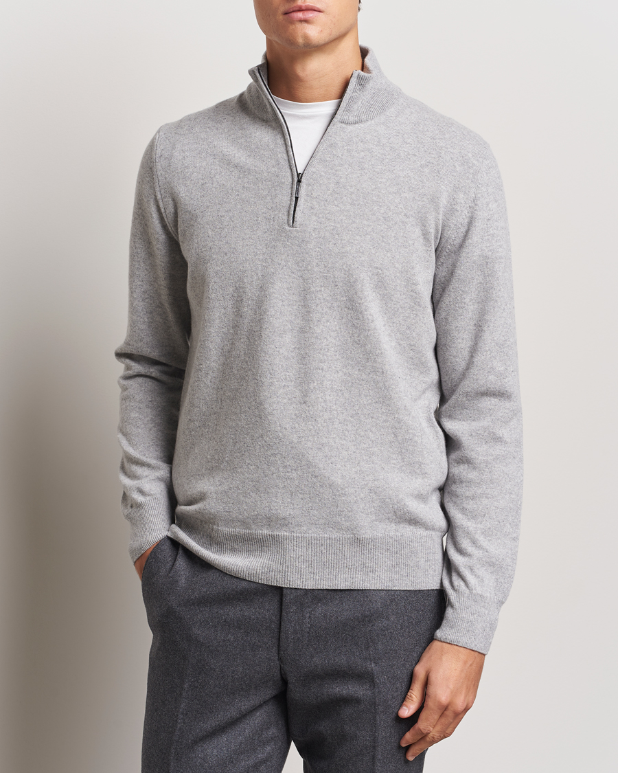 Hombres |  | Morgano | Wool/Cashmere Half-Zip Mid Grey