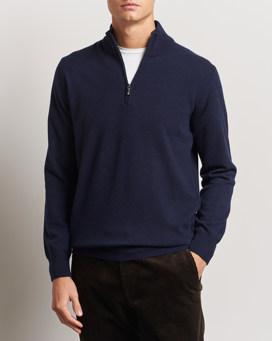 Hombres |  | Morgano | Wool/Cashmere Half-Zip Navy