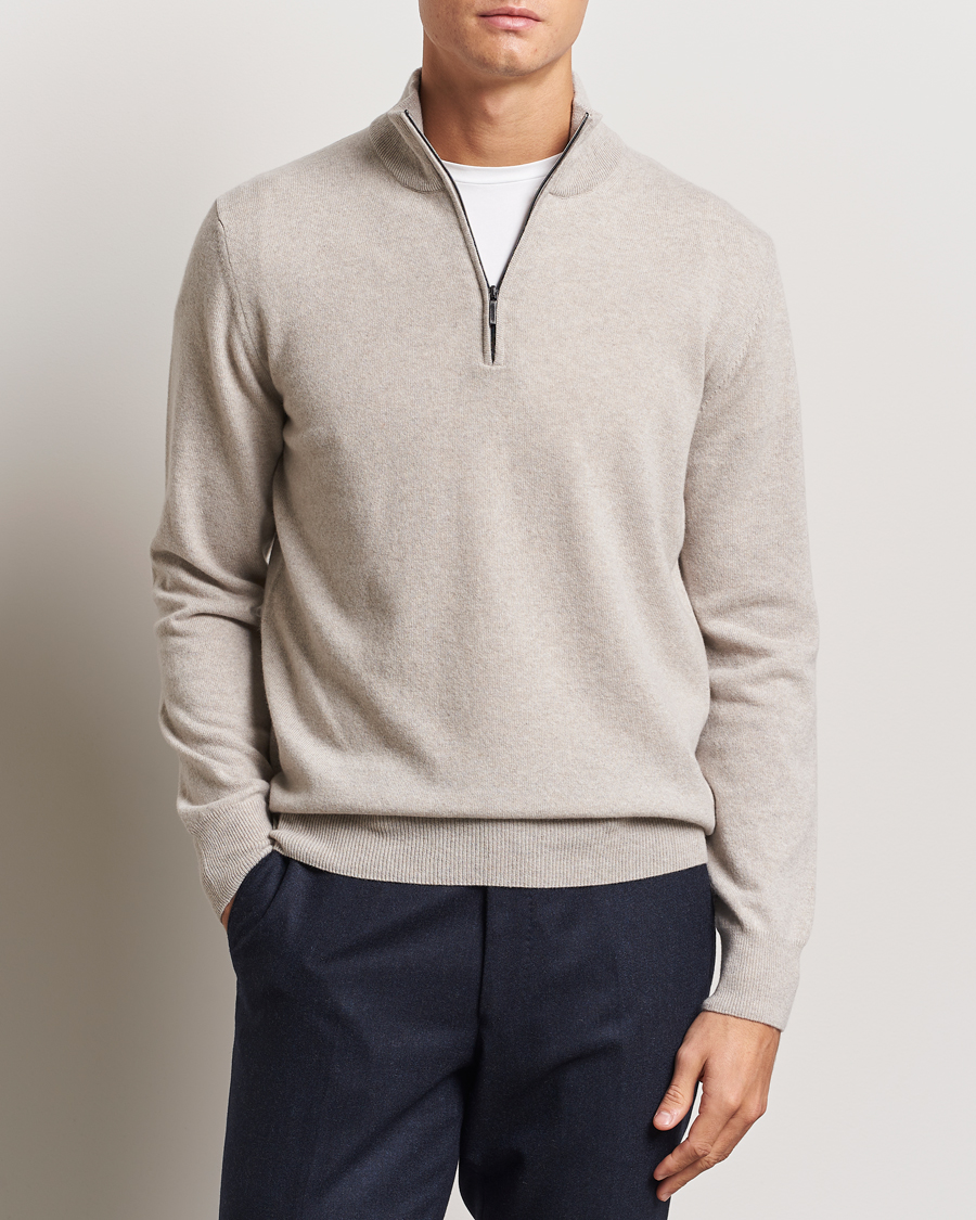 Hombres |  | Morgano | Wool/Cashmere Half-Zip Beige