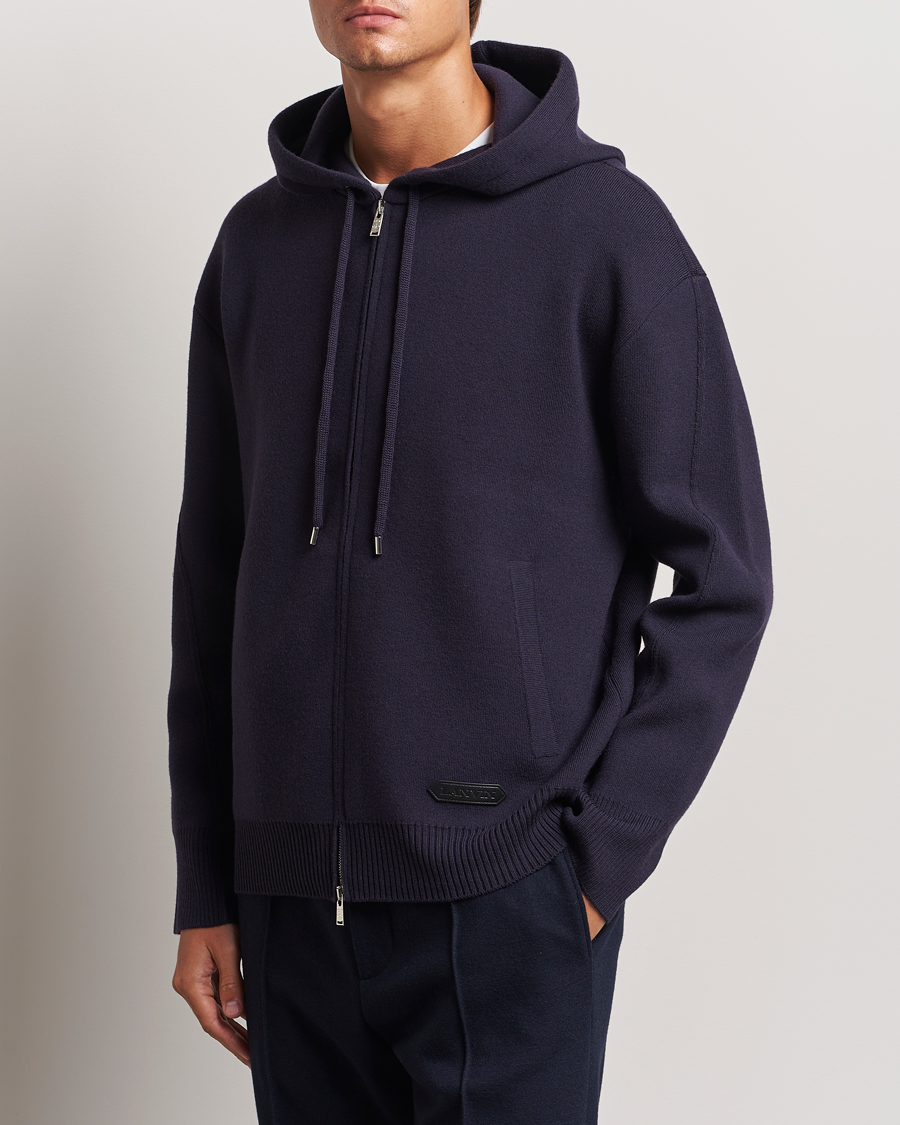 Hombres | Cremallera completa | Lanvin | Merino Full Zip Hoodie Japanese Ink