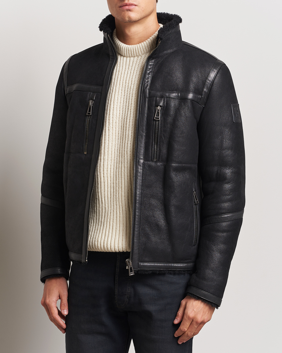 Hombres |  | Belstaff | Tundra Sherling Leather Jacket Black