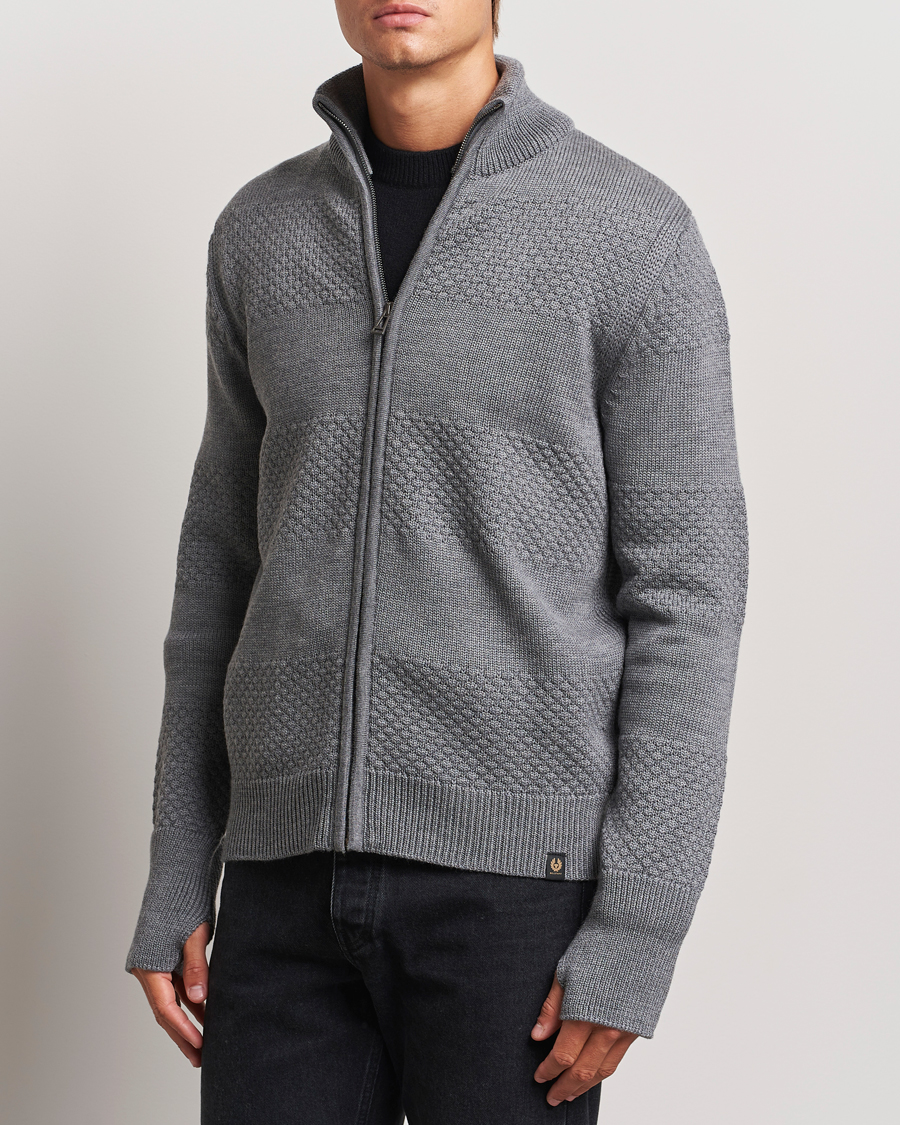 Hombres |  | Belstaff | Sternway Knitted Zip Cardigan Grey Heather