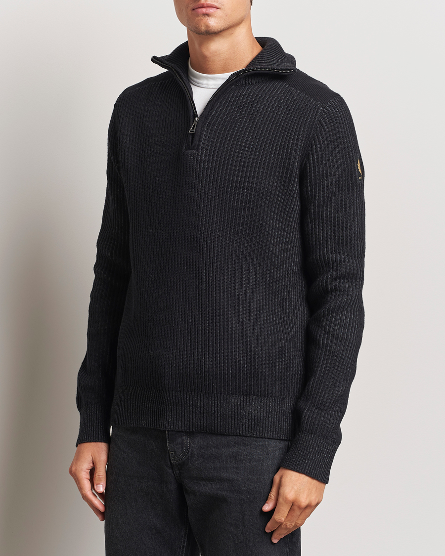 Hombres |  | Belstaff | Stanley Cotton/Wool Quarter Zip Black