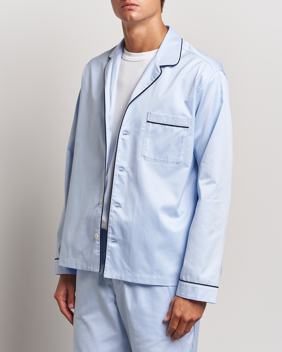 Hombres | Camisetas de pijama | Tekla | Sateen Pyjama Shirt Bellhop Blue