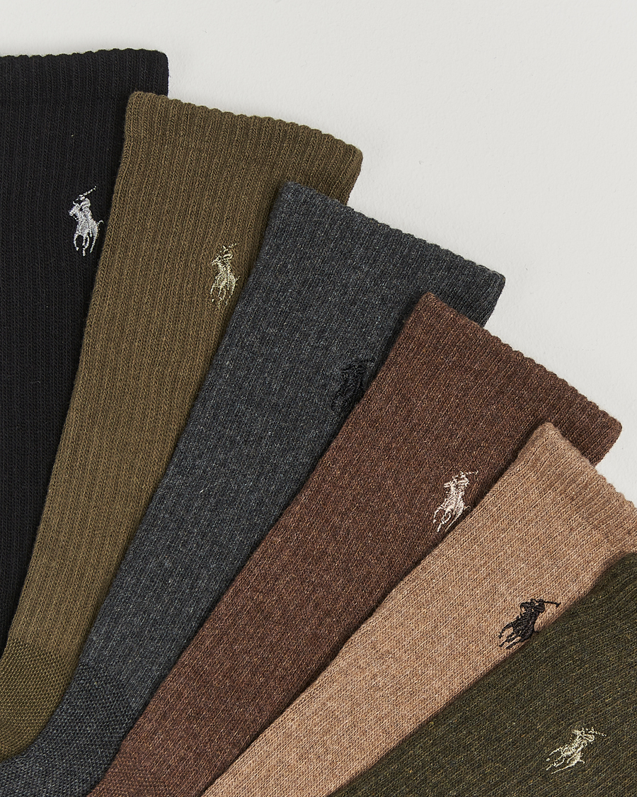 Hombres |  | Polo Ralph Lauren | 6-Pack Cotton Rib Sock Brown Assorted