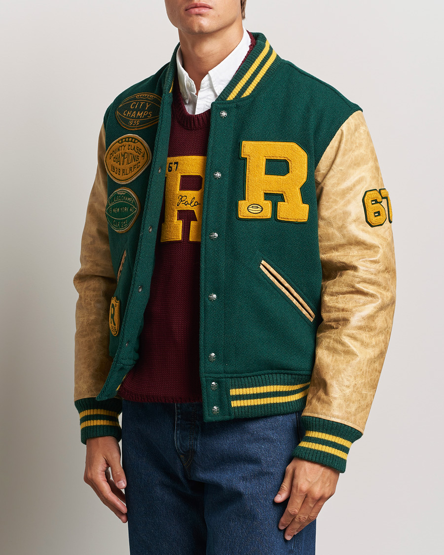 Hombres |  | Polo Ralph Lauren | Varsity Leather Bomber Moss Agate