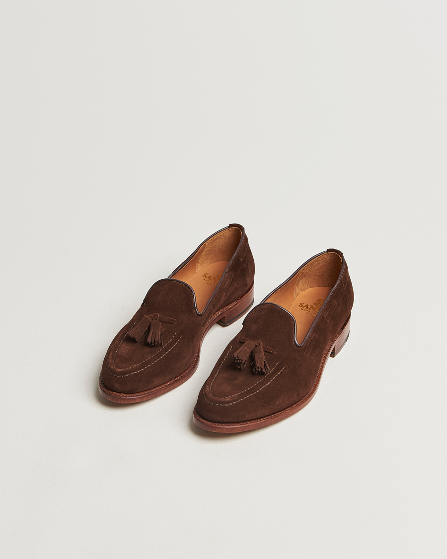Hombres |  | Sanders | Finschley Suede Tassel Loafer Polo Snuff
