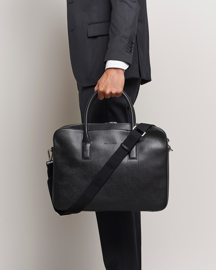 Hombres |  | Oscar Jacobson | Leather Briefcase Black