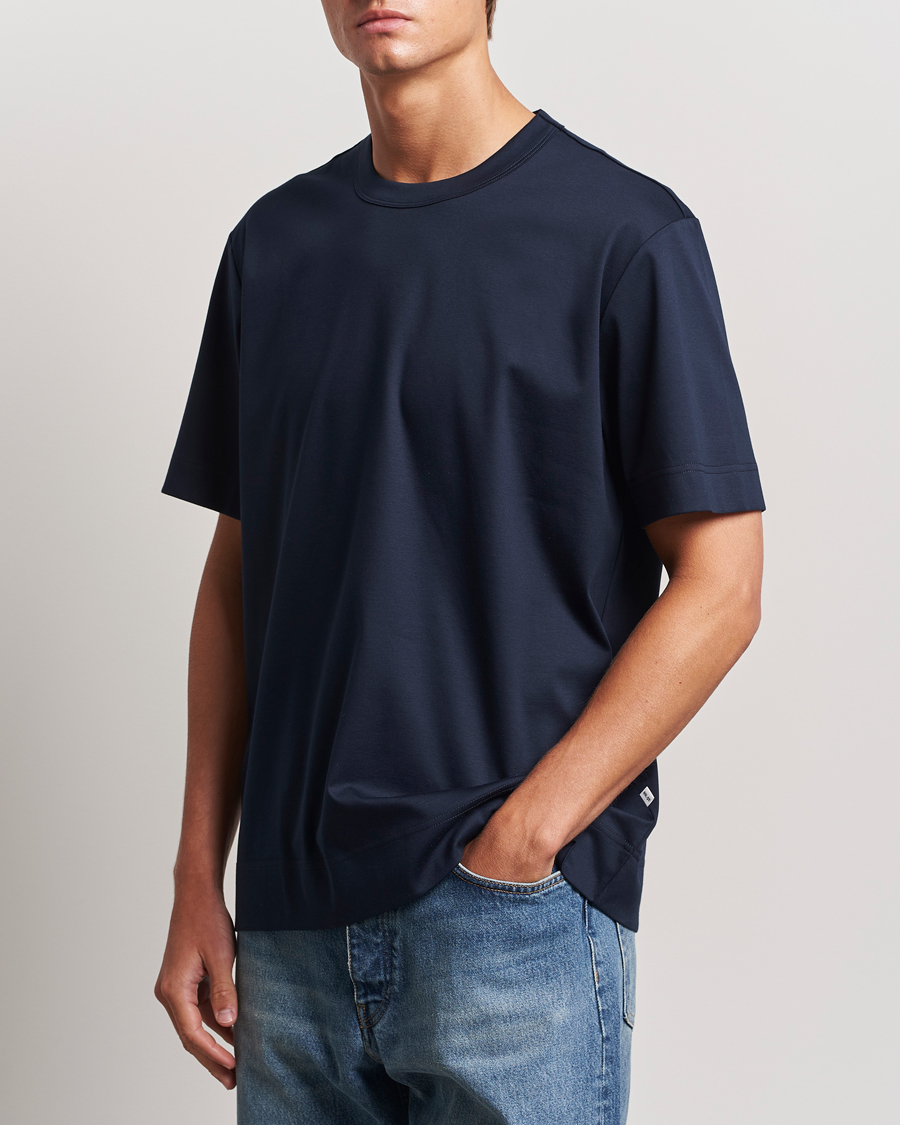 Hombres |  | NN07 | Pedro Mercerized Crew Neck T-Shirt Navy Blue