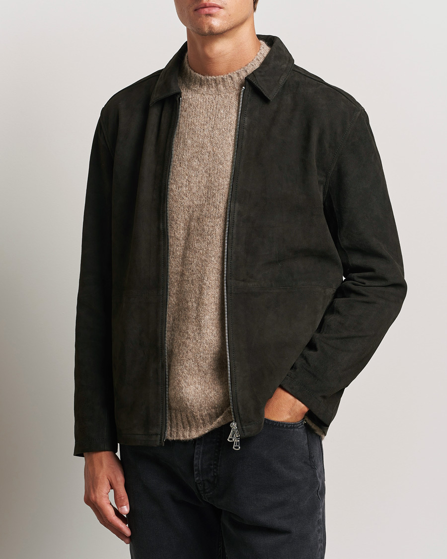 Hombres |  | J.Lindeberg | Jonah Suede Overshirt Washed Black