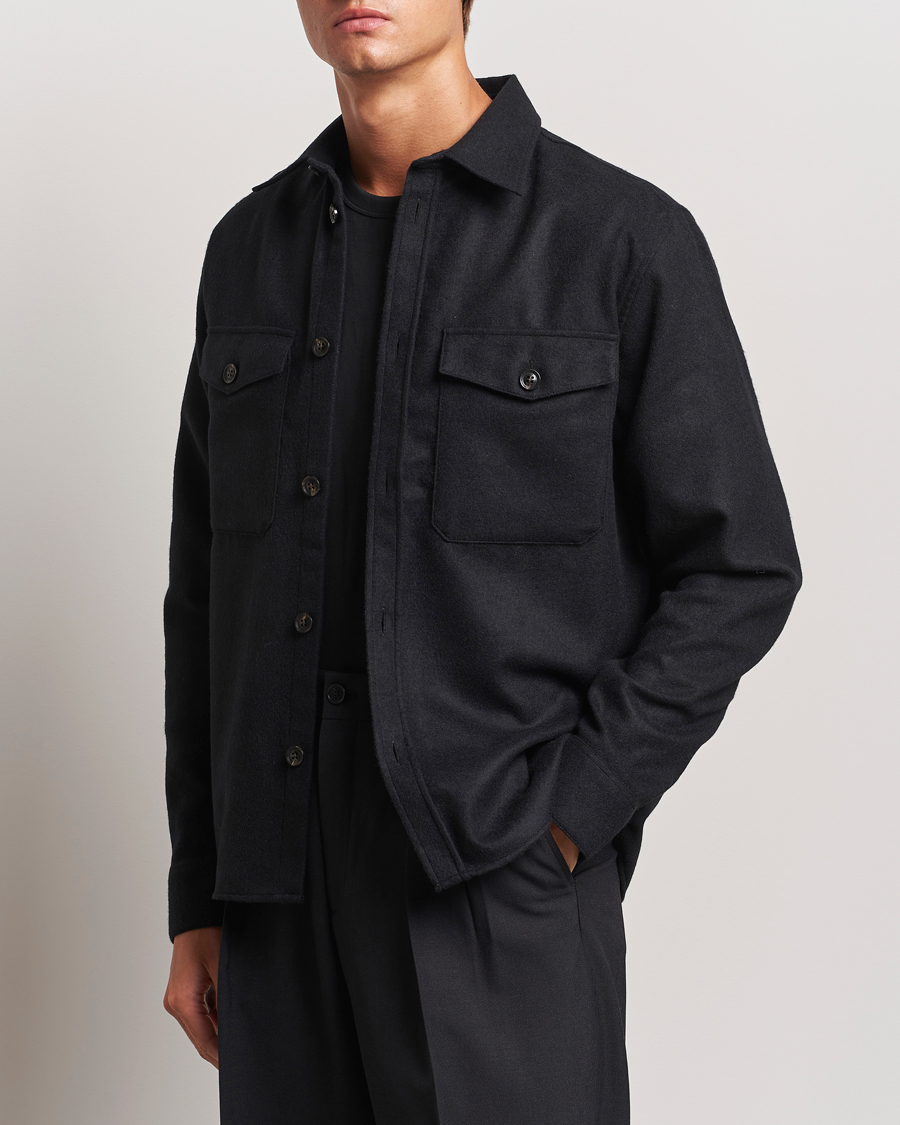 Hombres |  | J.Lindeberg | Flat Wool Overshirt Black