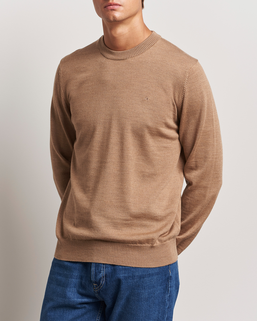 Hombres |  | J.Lindeberg | Keane Merino Crew Neck Sweater Tiger Brown