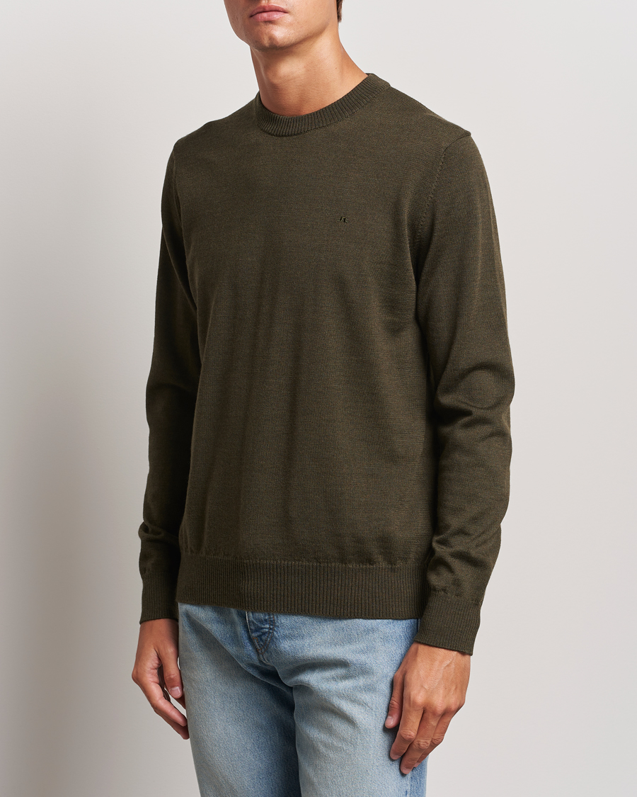 Hombres |  | J.Lindeberg | Keane Merino Crew Neck Sweater Forest Green