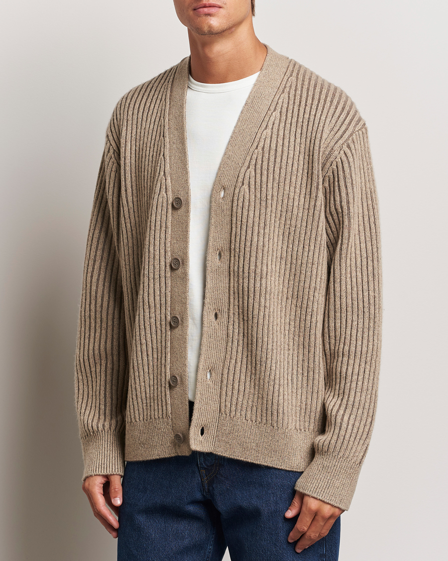 Hombres |  | J.Lindeberg | Twin Plated Knit Cardigan Tiger Brown